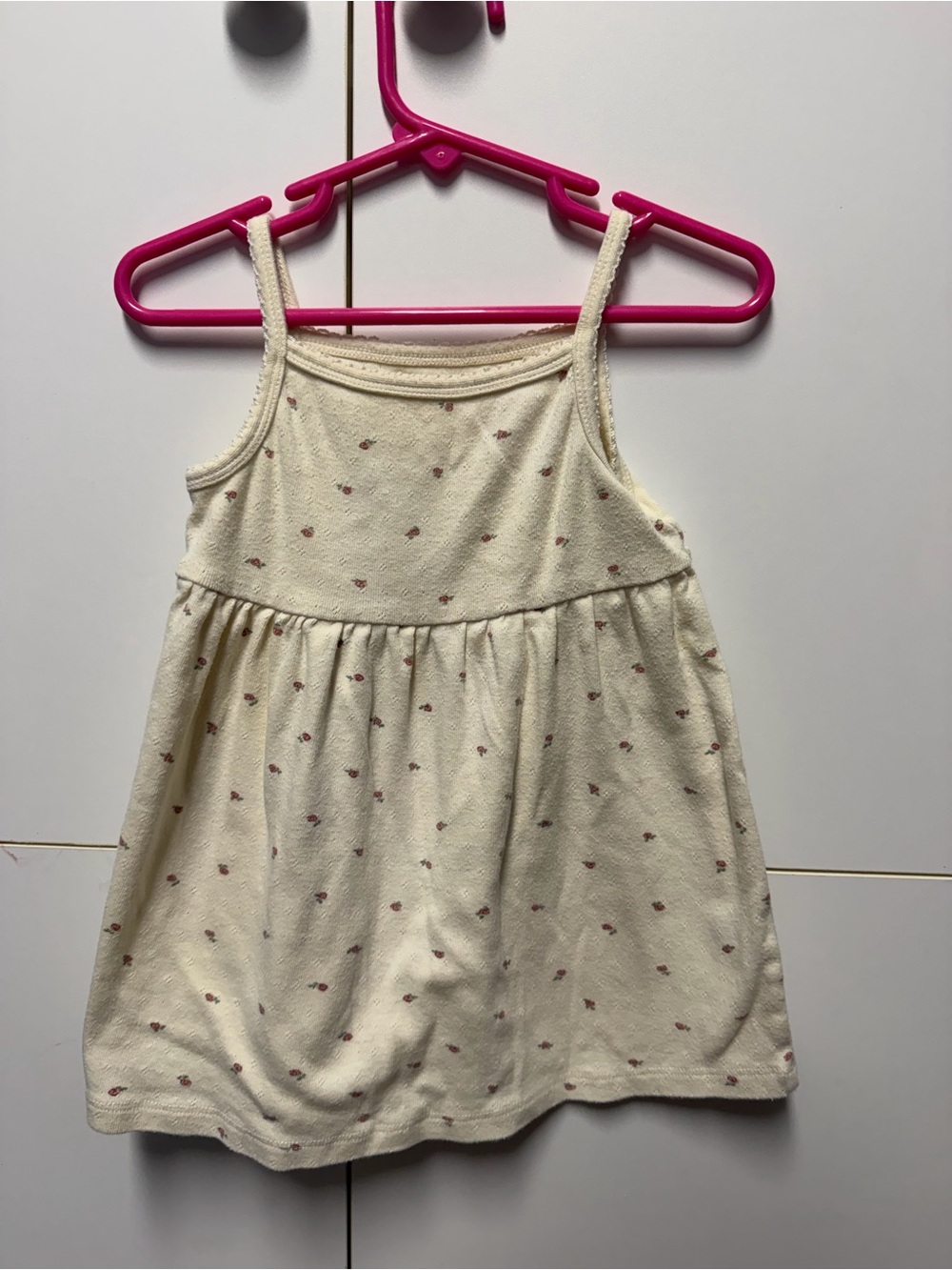 Kendi Cream Girls Tank Dress with Roses 2T